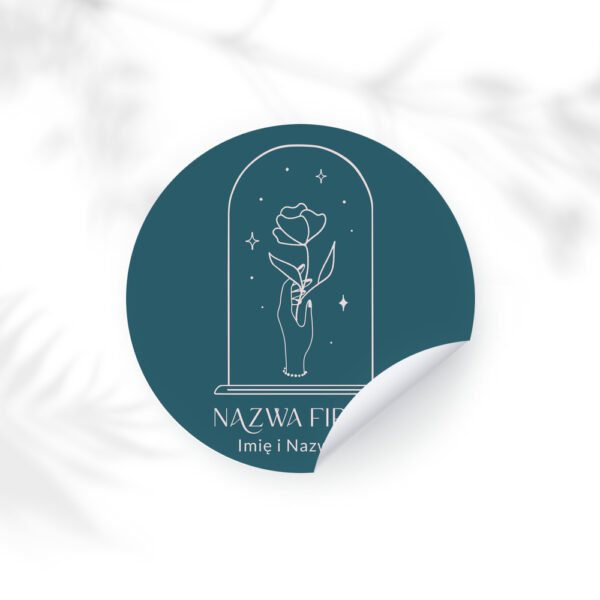 naklejka z logo dłoń i kwiat
