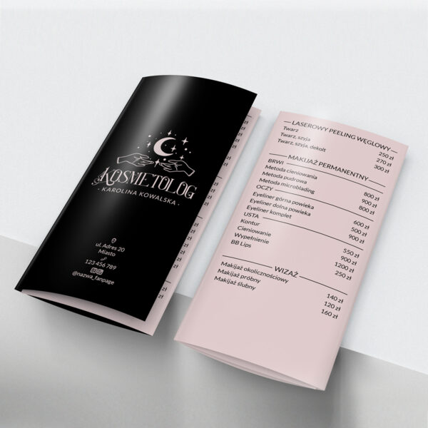 broszury składane dla kosmetologa