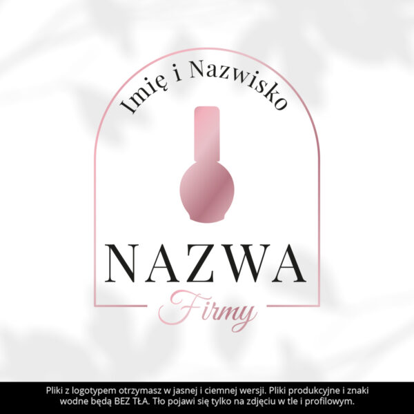 Logo dla stylistki paznokci z różową butelką