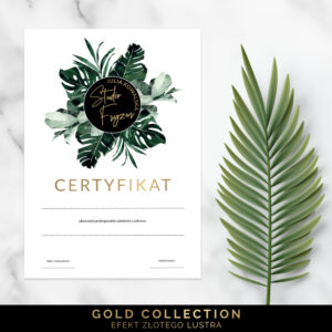 złote certyfikaty na szkolenia z botanicznym wzorem