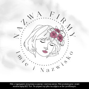 logotyp kobieta z kwiatami we włosach