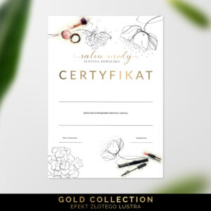 certyfikat na kurs ze złoconym logo
