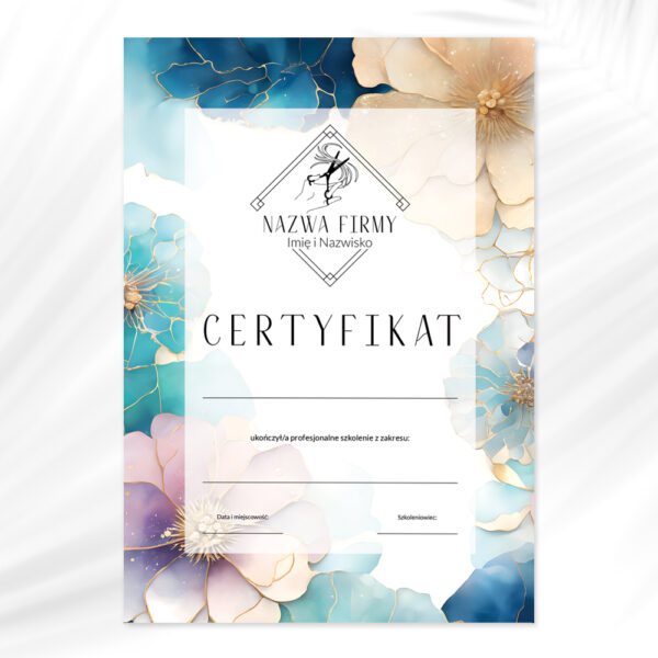 certyfikaty na szkolenia z akwarelowymi kwiatami