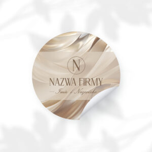 okrągłe naklejki z logo - złociste smugi