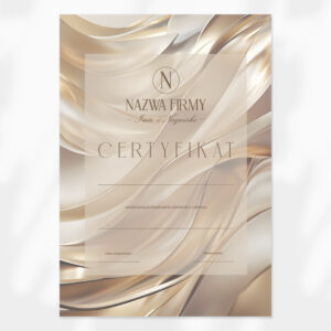 certyfikaty dla kursanta beżowe smugi i brązowe logo