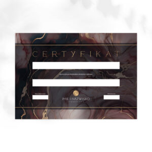 certyfikaty na szkolenia z ciemnym marmurkiem i złotym logo