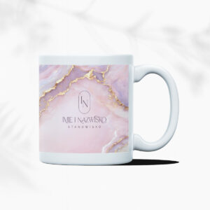 kubki promocyjne owalne logo i różowy marmur