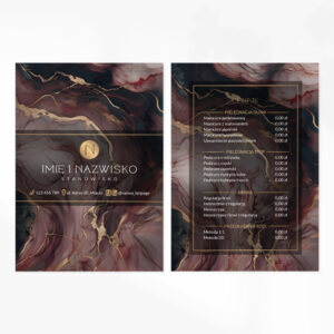 ulotki ze złotym logo i marmurem