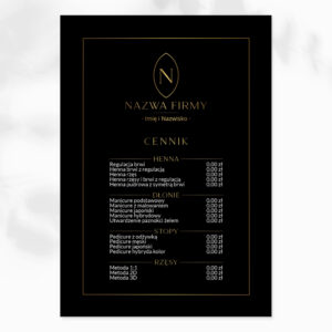 cennik w formie plakatu złote logo