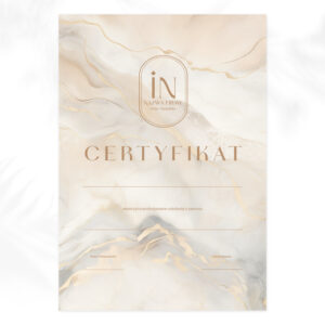 certyfikat ukończenia szkolenia beżowy marmur i owalne logo