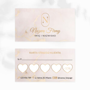 karty rabatowe złote logo i marmur