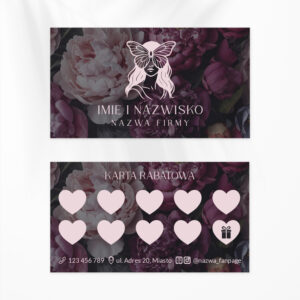 karty rabatowe kobieta z motylem na twarzy
