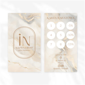 karty stałego klienta z marmurem i owalnym logo