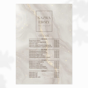 cennik na ścianę z beżowym marmurem