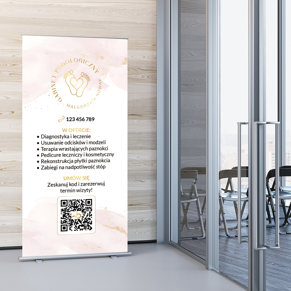 roll up firmowy różowe plamy i złota ilustracja stóp