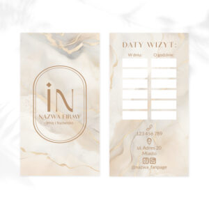 terminarzyki z beżowym marmurem i złotym logo