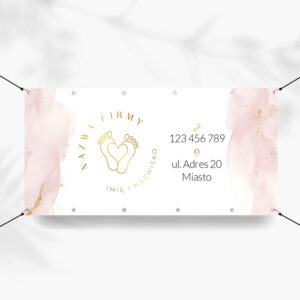 Baner reklamowy z ilustracją stóp w złotym kolorze