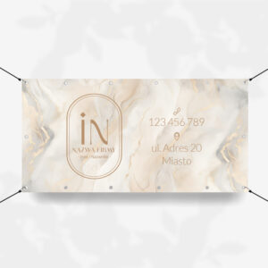 Marmurkowy baner reklamowy z owalnym logo