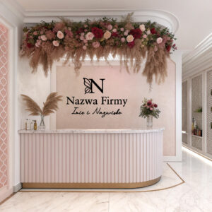 Naklejka na ścianę z logo i ilustracją motyla