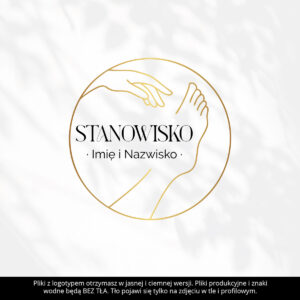 Złote logo z dłonią i stopą