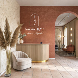 Naklejka na ścianę z logo w owalnej ramce