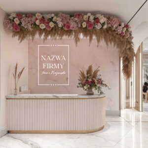 Geometryczna naklejka z logo w prostokątnej ramce