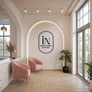 Naklejka z logo w owalnej ramce na ścianę