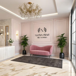 Naklejka z logo na ścianę z kwiatowym wzorem